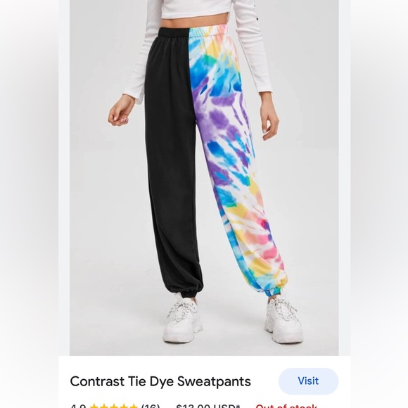 - Contrast Tie Dye Sweatpants/Joggers/Lounge Pants - Picture 2 of 7